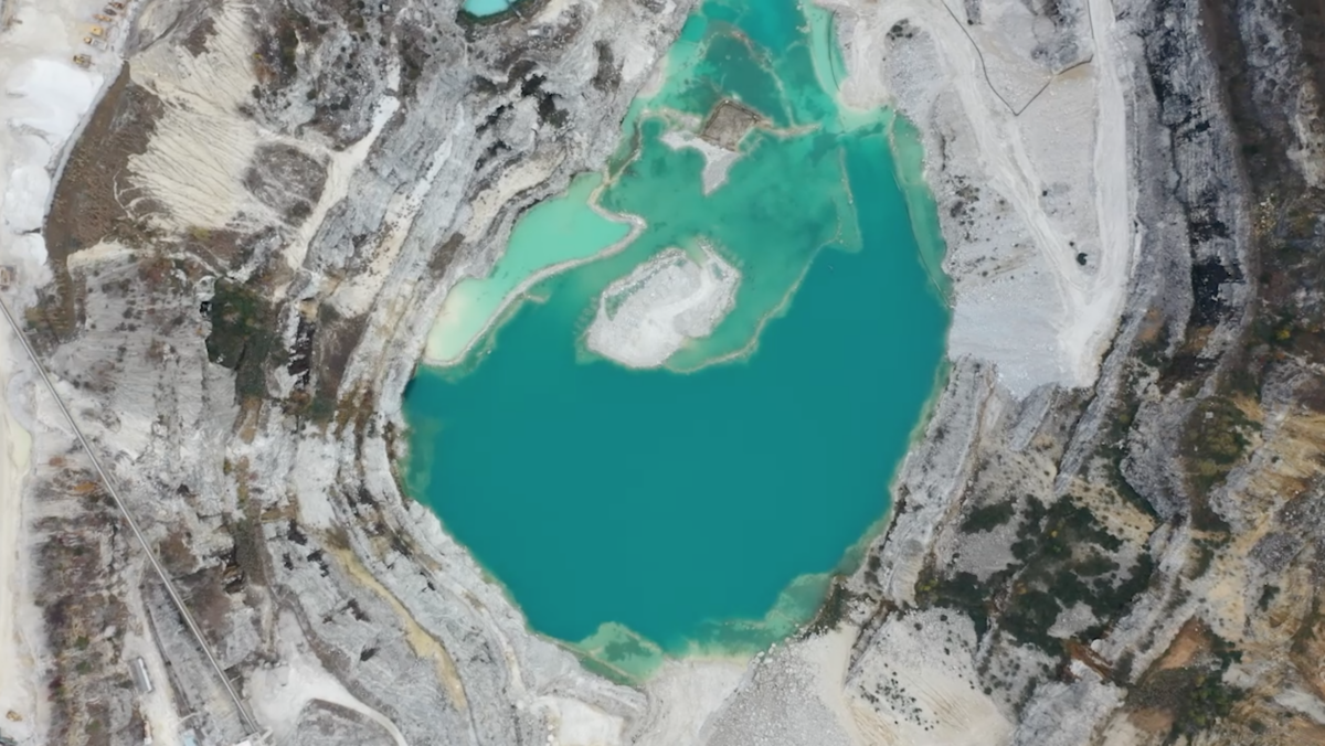 An overhead image of the Martin-Marietta Texas Quarry in Cockeysville, Maryland.